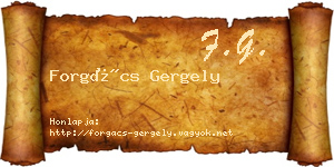 Forgács Gergely névjegykártya